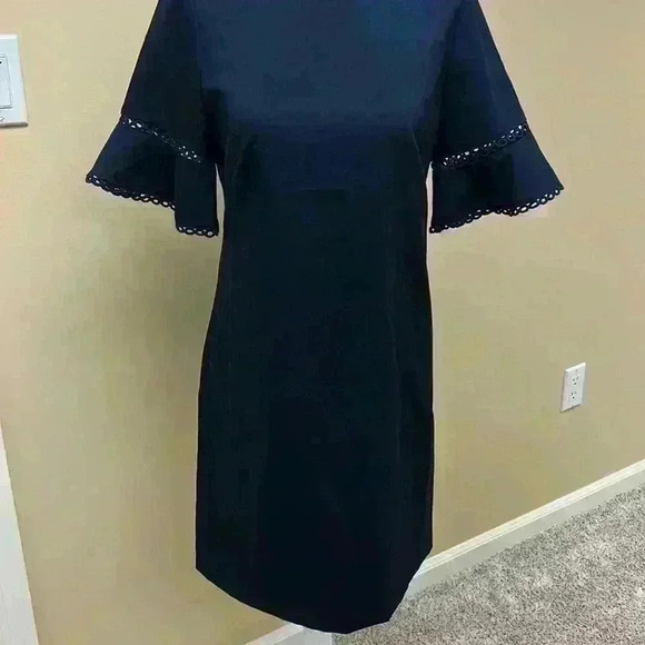 Loft Puff Sleeve Navy Dress - Picture 6 of 7